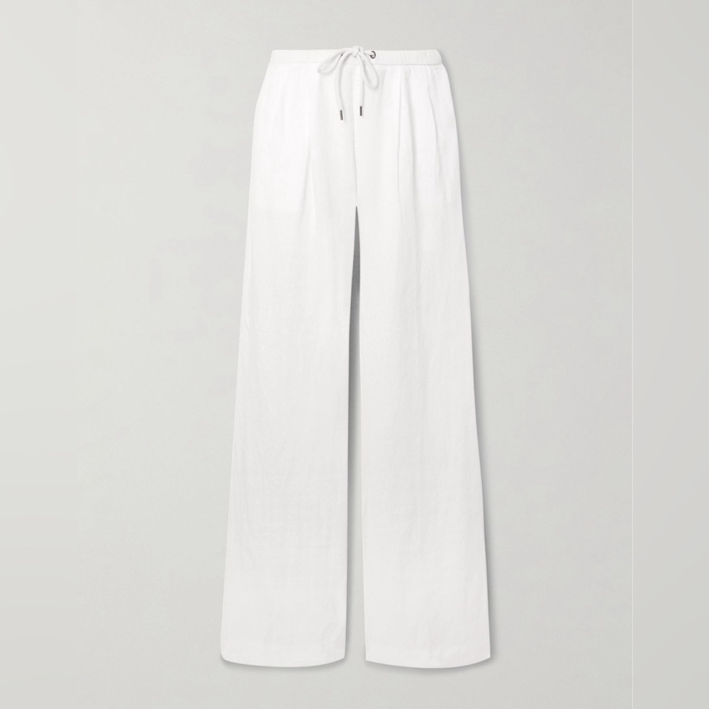 James Perse White Linen Wide Leg Pants